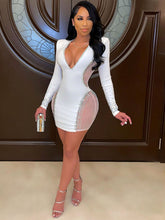 Plus Size V Neck Mesh Bodycon Dress Sai Feel